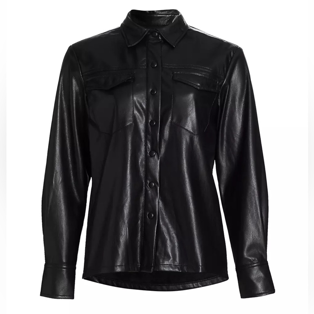 NWOT Good American Faux Leather Utility Shirt